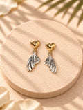 Niska dual-tone gold-tone heart and silver-tone wing drop earrings - view 5