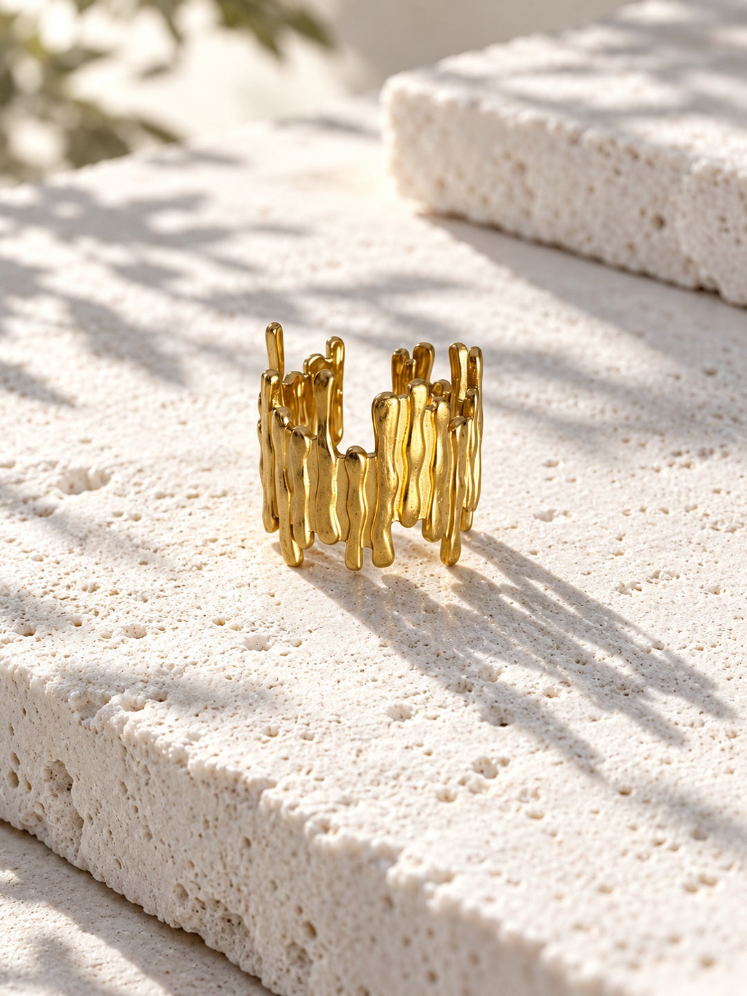 Niska Molten Gold Replica Statement Ring editorial product view