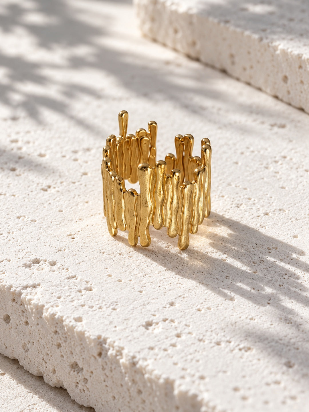 Niska Molten Gold Replica Statement Ring editorial product view