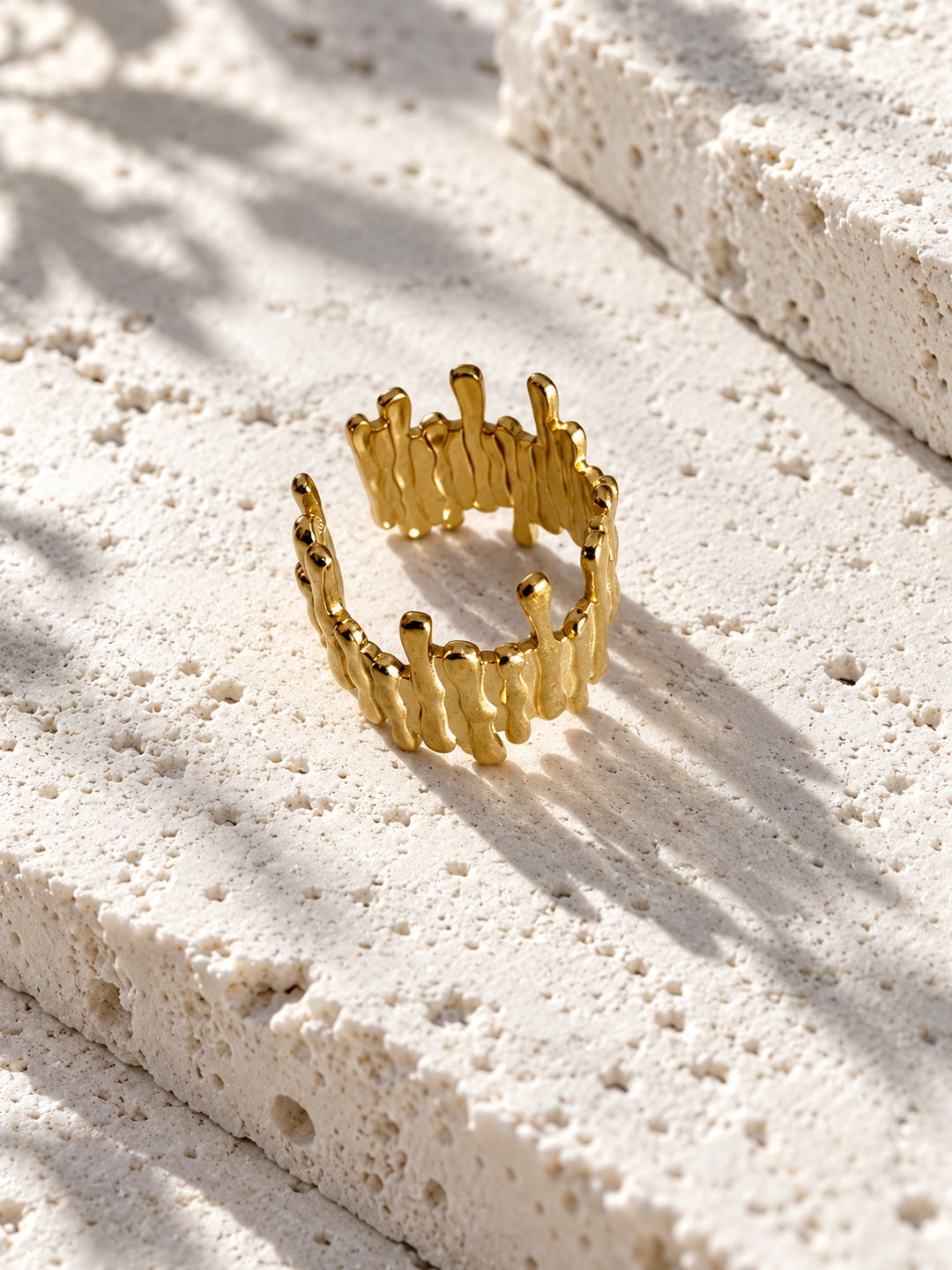 Niska Molten Gold Replica Statement Ring editorial product view