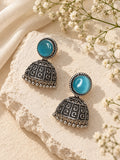 Niska blue Monalisa Stone Silver replica jhumka earrings product view 01