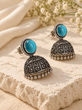 Niska blue Monalisa Stone Silver replica jhumka earrings product view 03