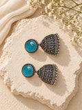 Niska blue Monalisa Stone Silver replica jhumka earrings product view 04