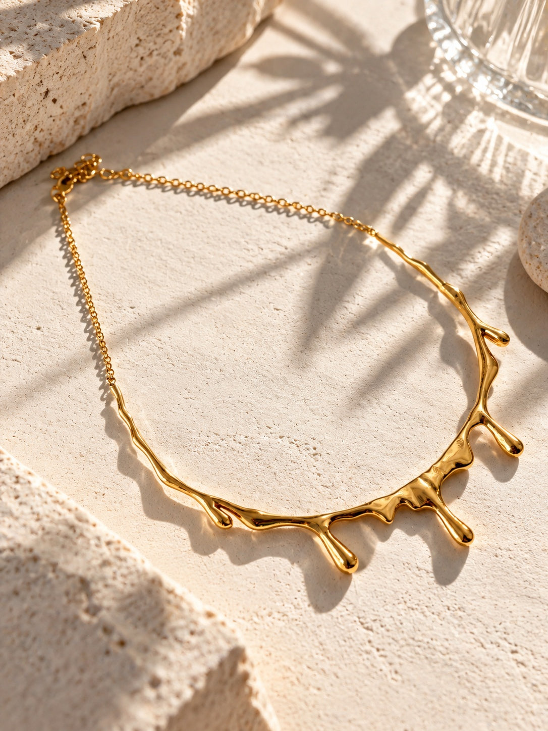 Niska molten gold-tone drip statement necklace, product view 1