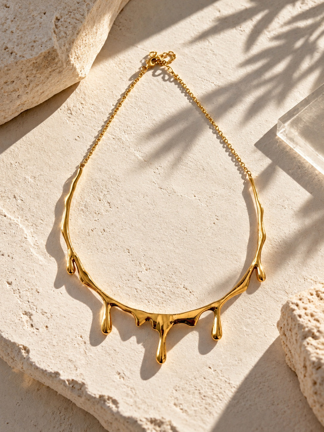Niska molten gold-tone drip statement necklace, product view 2