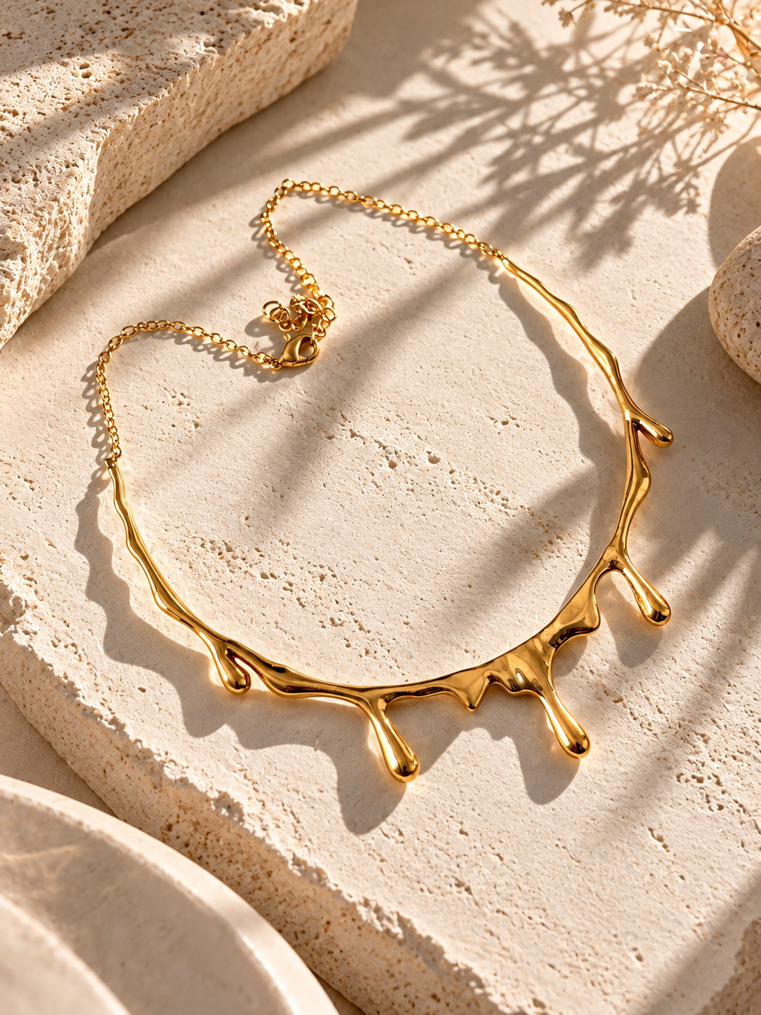 Niska molten gold-tone drip statement necklace, product view 4