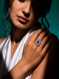 Niska ruby red AD stone statement ring on model - main image