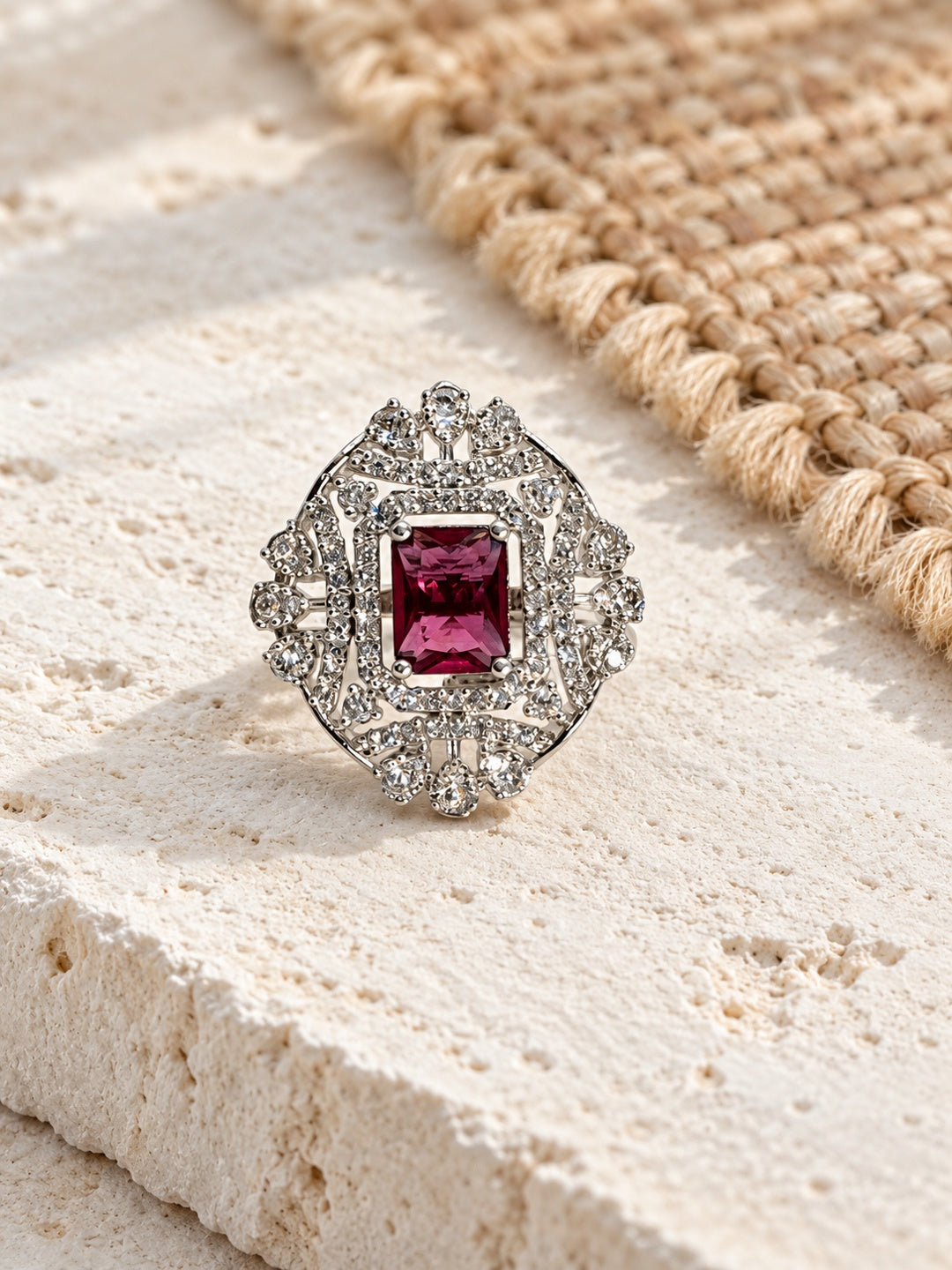 Niska ruby red AD stone statement ring view 3