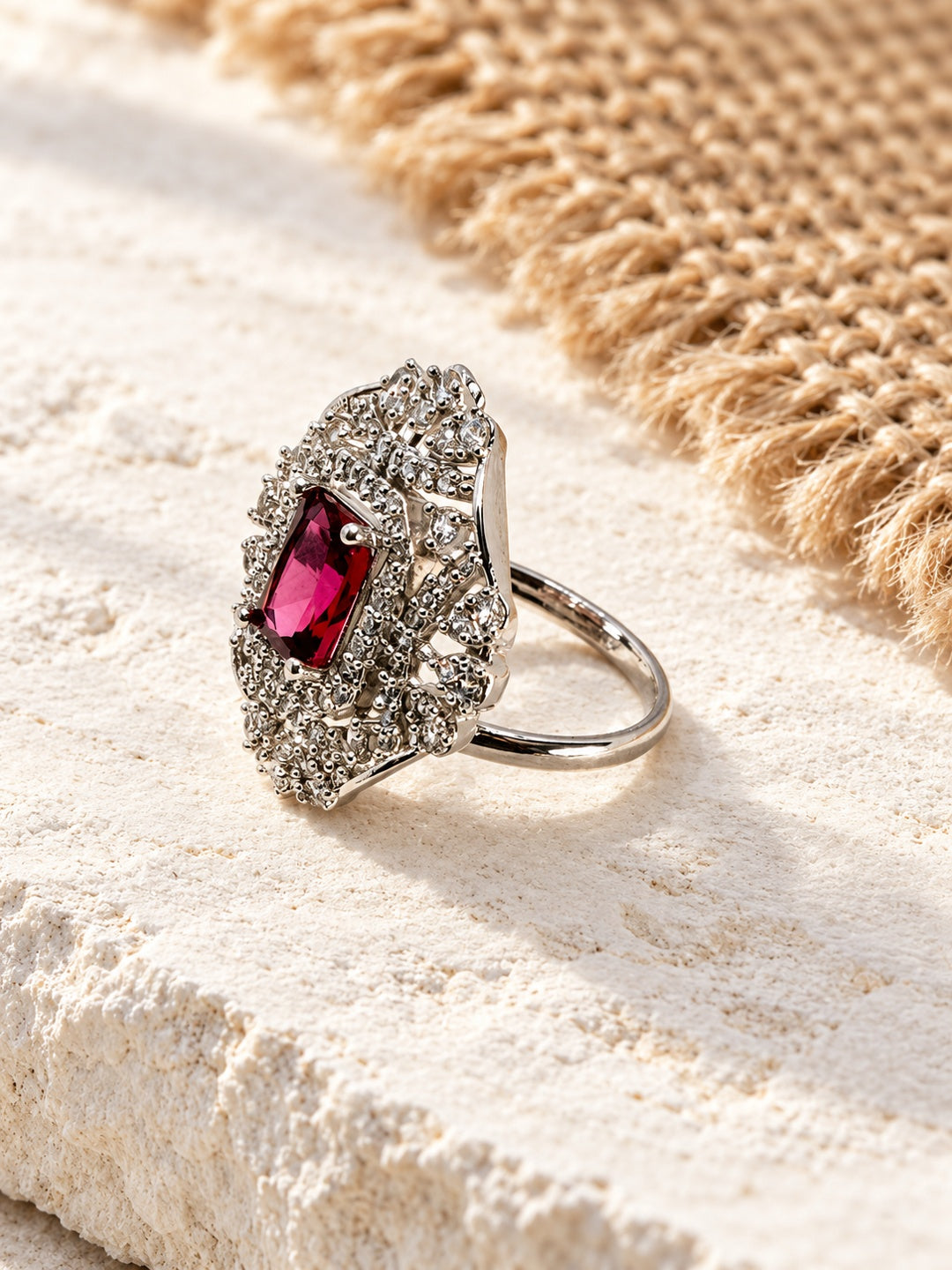 Niska ruby red AD stone statement ring view 5