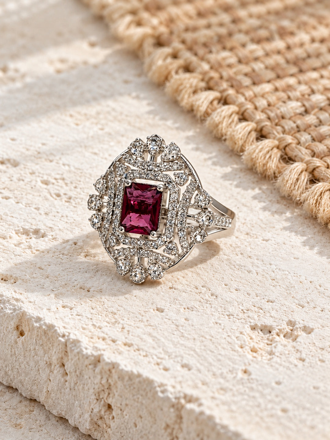 Niska ruby red AD stone statement ring view 7