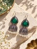 Monalisa Stone Silver Replica green jhumka earrings product view