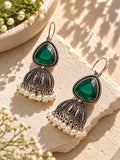 Monalisa Stone Silver Replica green jhumka earrings product view