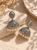 Monalisa Stone Oxidized Jhumka Earrings angle