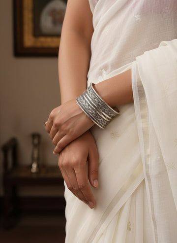 Niska  Silver Oxidized Bracelet Cuff