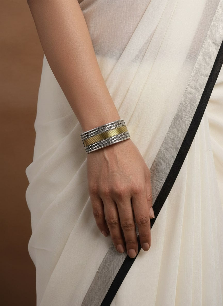 Niska Silver Oxidized Bracelet Cuff Set of Two